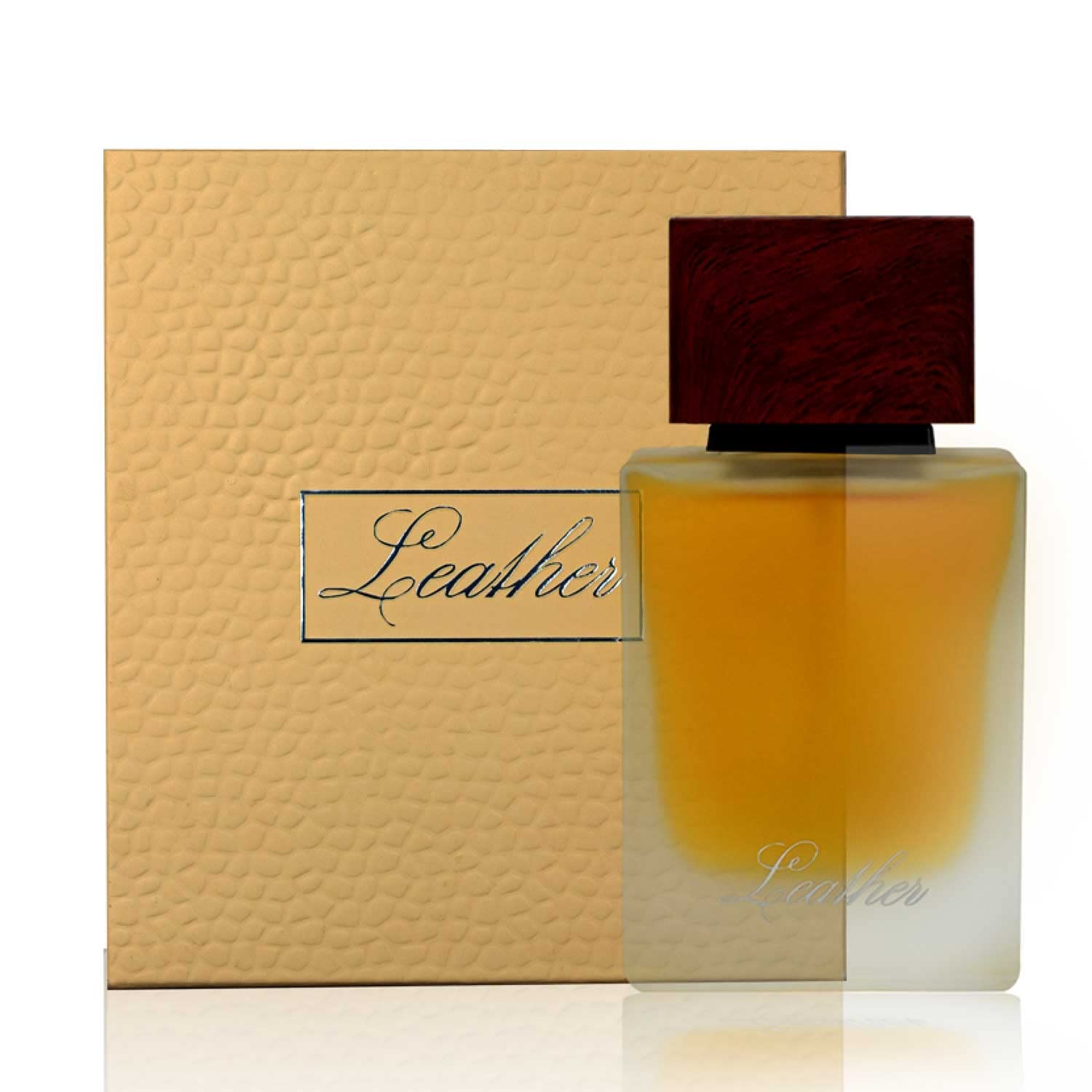 Close-up of Ahmed Leather bottle highlighting premium packaging and design.