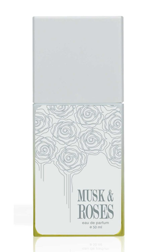 AHMED Musk & Roses bottle front view for everyday elegance.