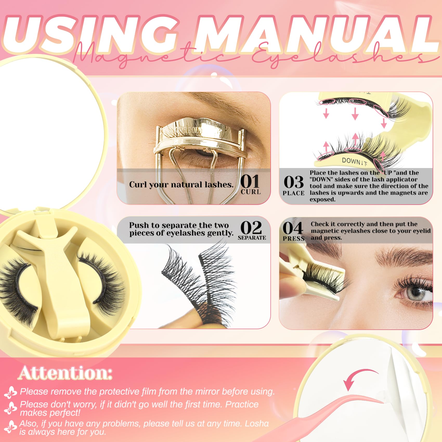 Ahrikiss instruction sheet guides quick, confident lash application