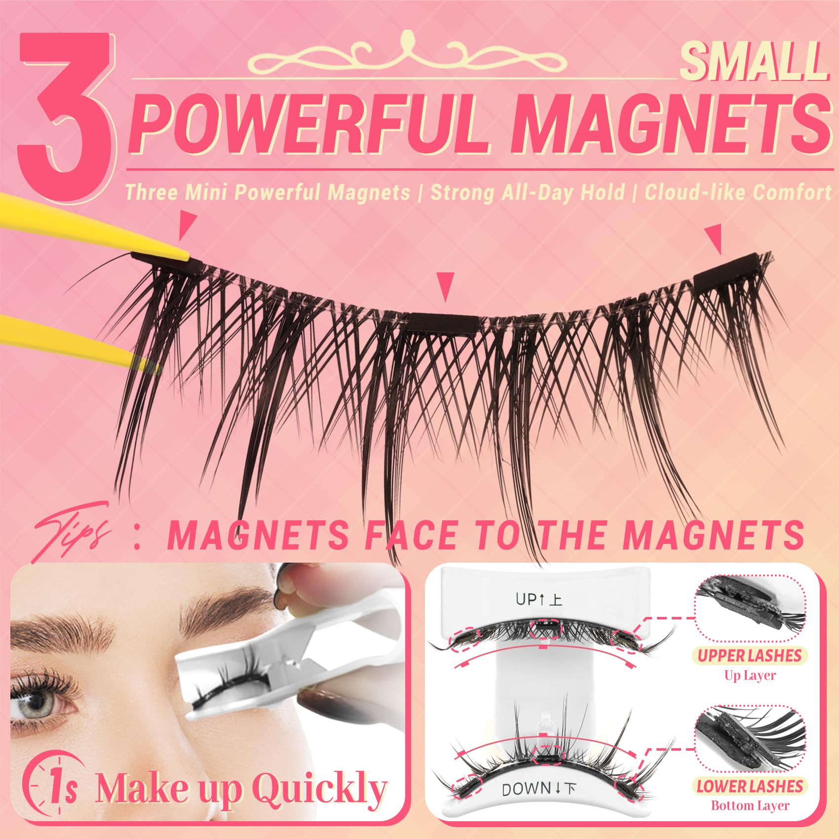 Ahrikiss magnetic eyelashes box with mirror for on-the-go touchups.