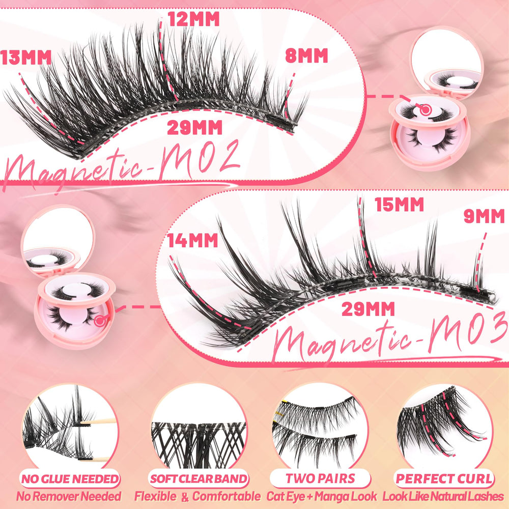 Ahrikiss magnetic eyelashes glue-free wear for easy days.