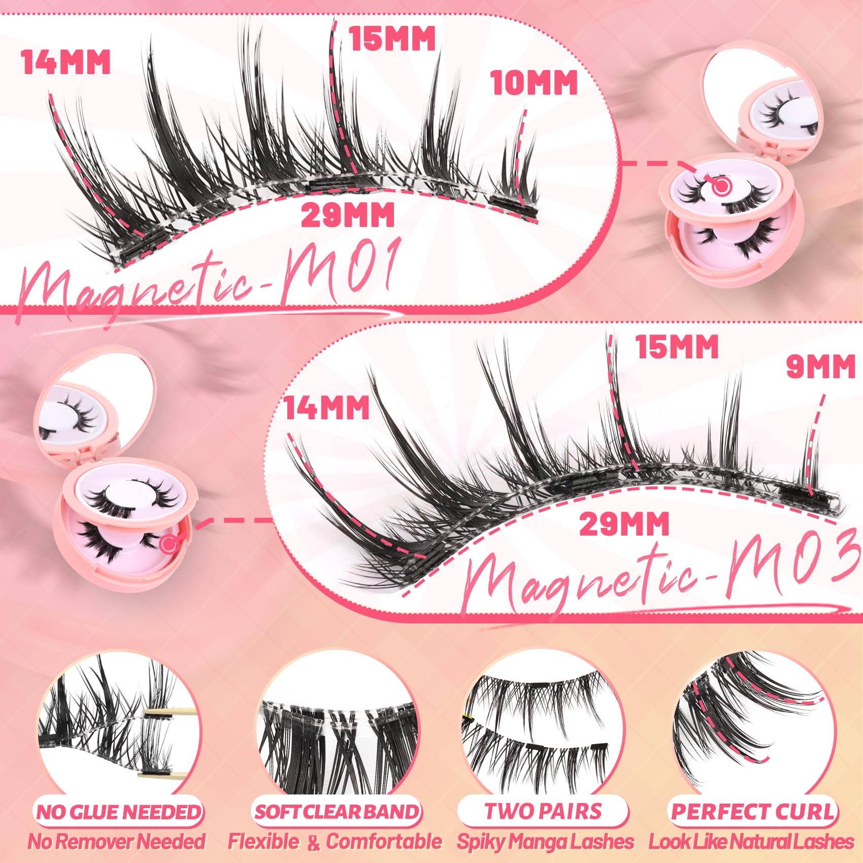 Ahrikiss natural-look magnetic lashes for a soft, enhanced gaze.