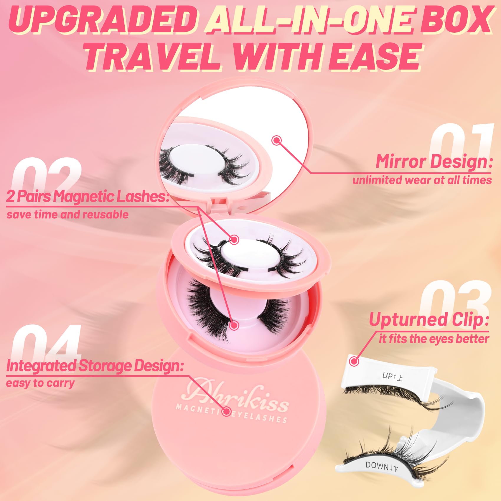 Wispy cat-eye lashes by Ahrikiss for a soft, believable look