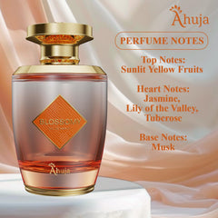 AHUJA Blossomy jasmine note highlights floral heart for daytime charm.