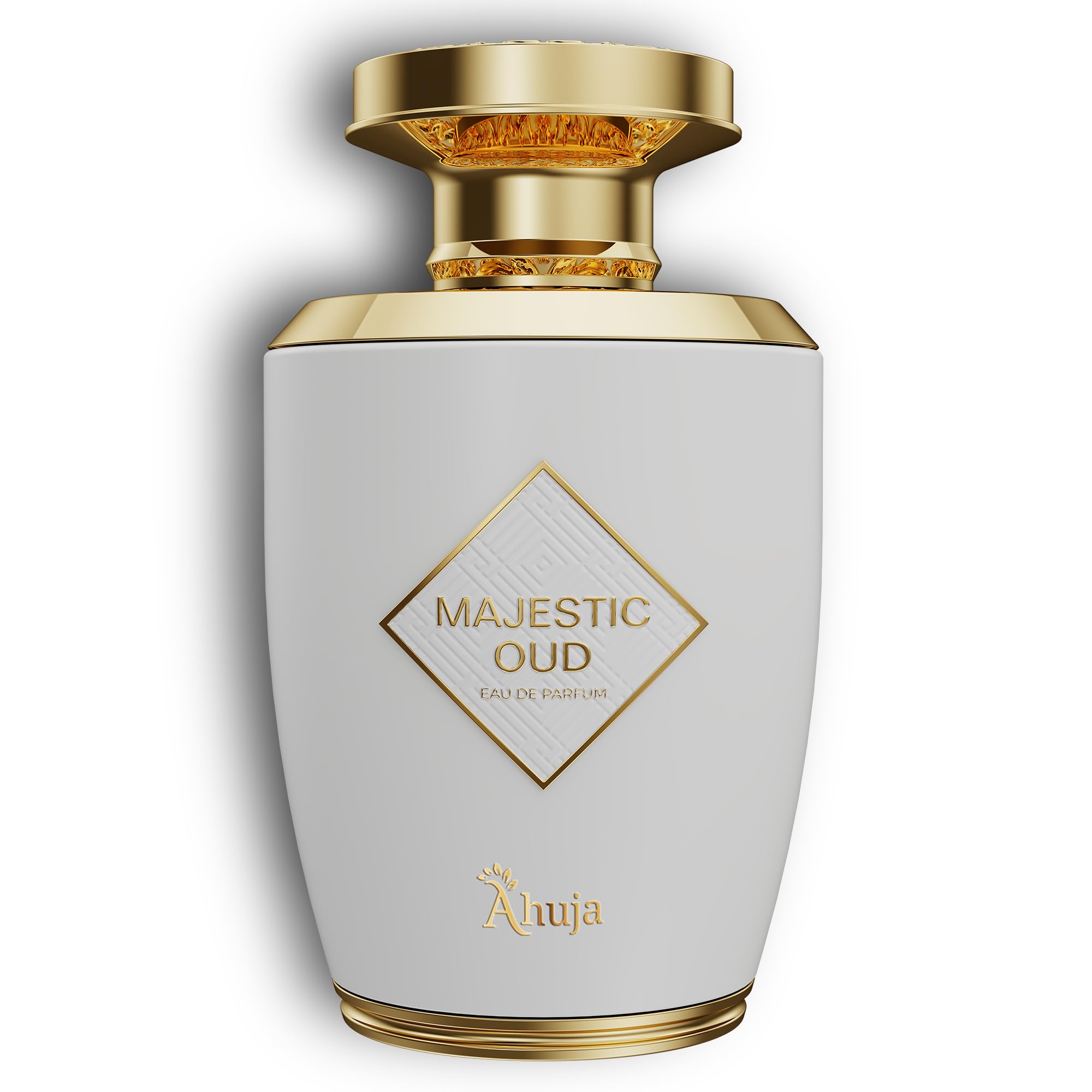 AHUJA Majestic Oud bottle front for everyday unisex elegance.