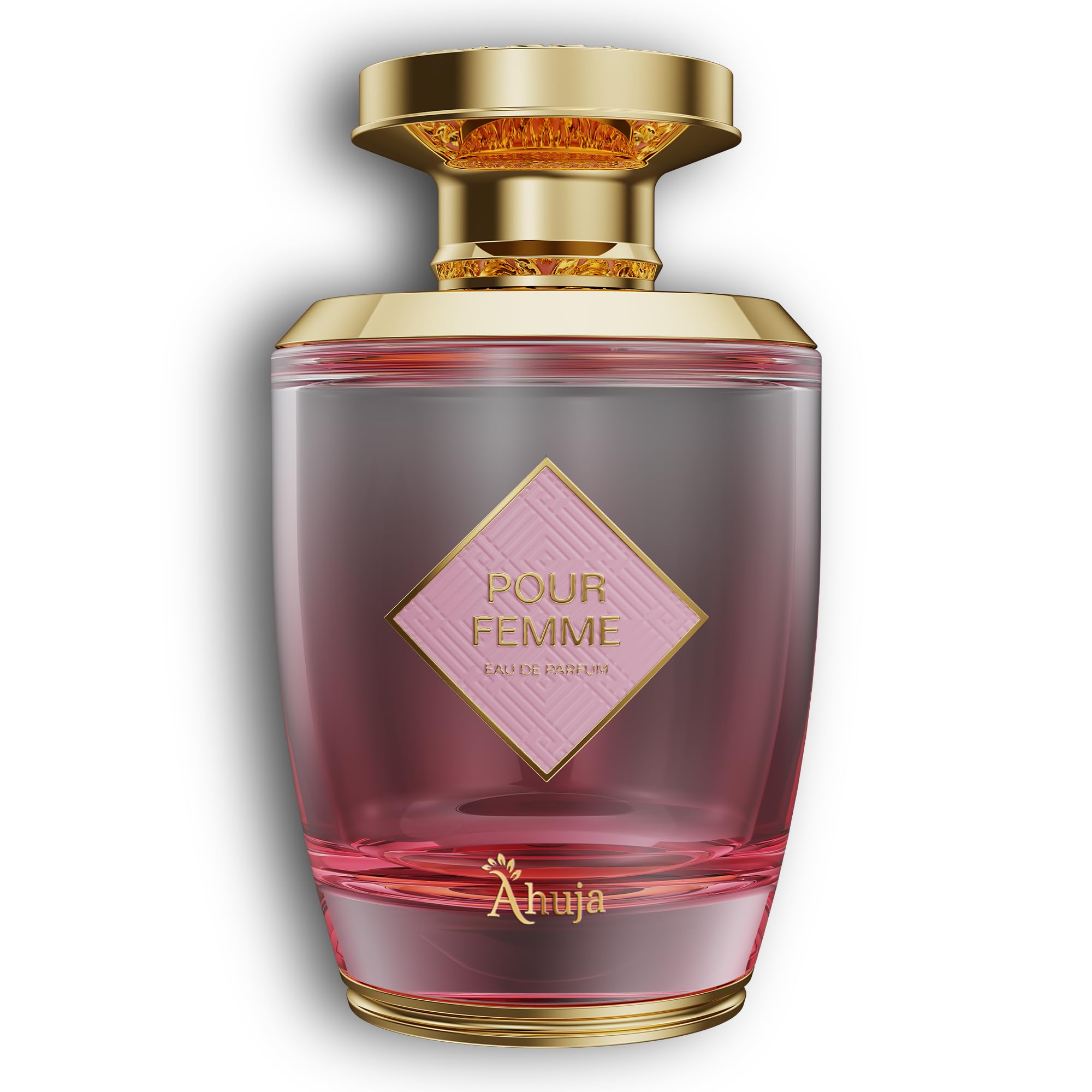 AHUJA Pour Femme bottle front shows luxury for daily elegance and confidence.