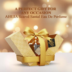 AHUJA Sacred Santal unisex spray image highlights versatile luxury for date nights