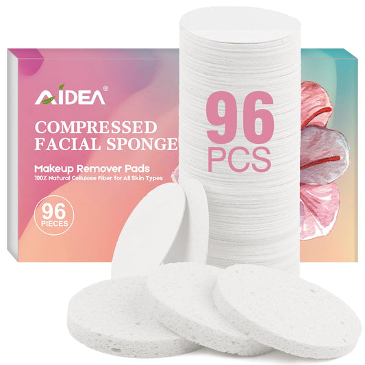 AIDEA compressed facial sponges close-up texture for gentle cleansing.