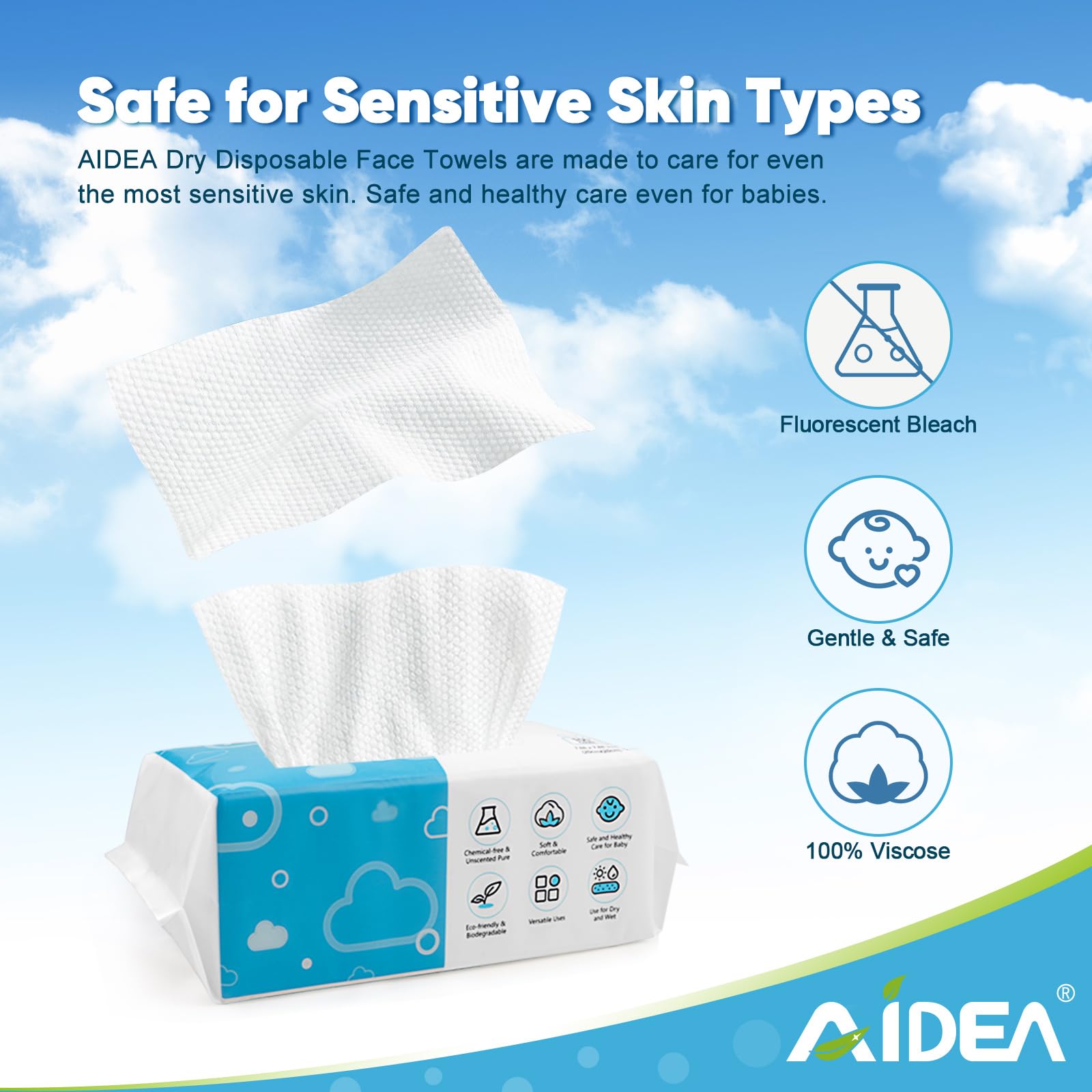 AIDEA face towels close-up shows soft, absorbent texture ideal for makeup removal.