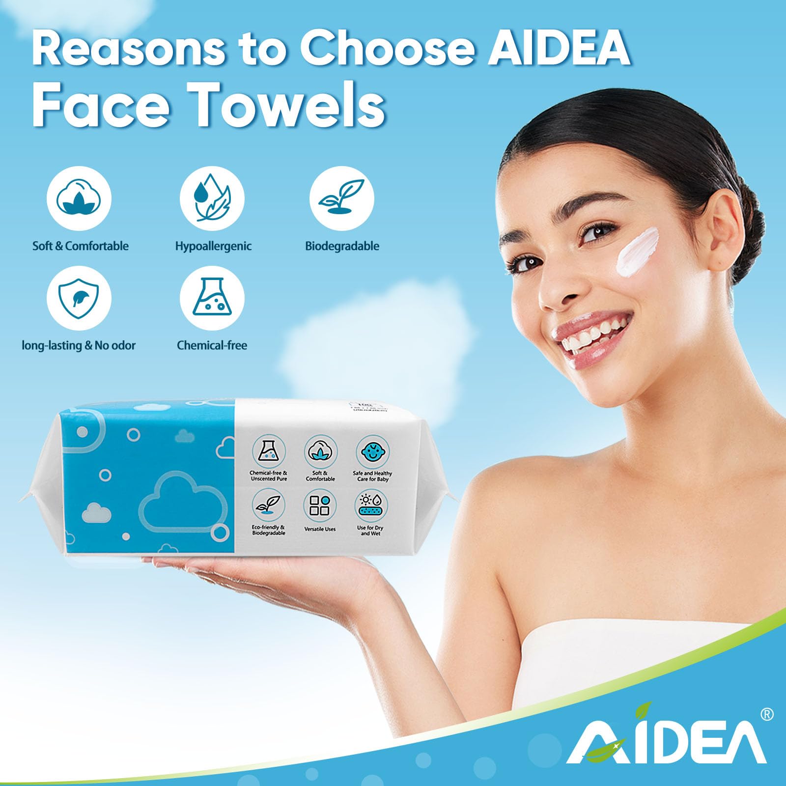 AIDEA dry and wet dual-use towels for cleansing and post-cleanup tasks.