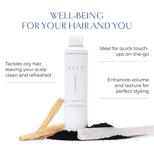 AIIR Dry Shampoo volume-texture adds airy fullness for flat hair.