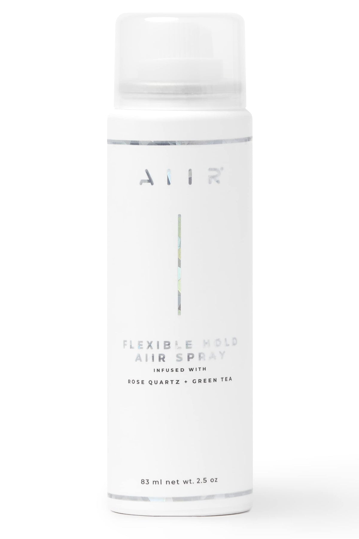 AIIR Flexible Hold Spray bottle front view shows weightless hold and reflective shine.