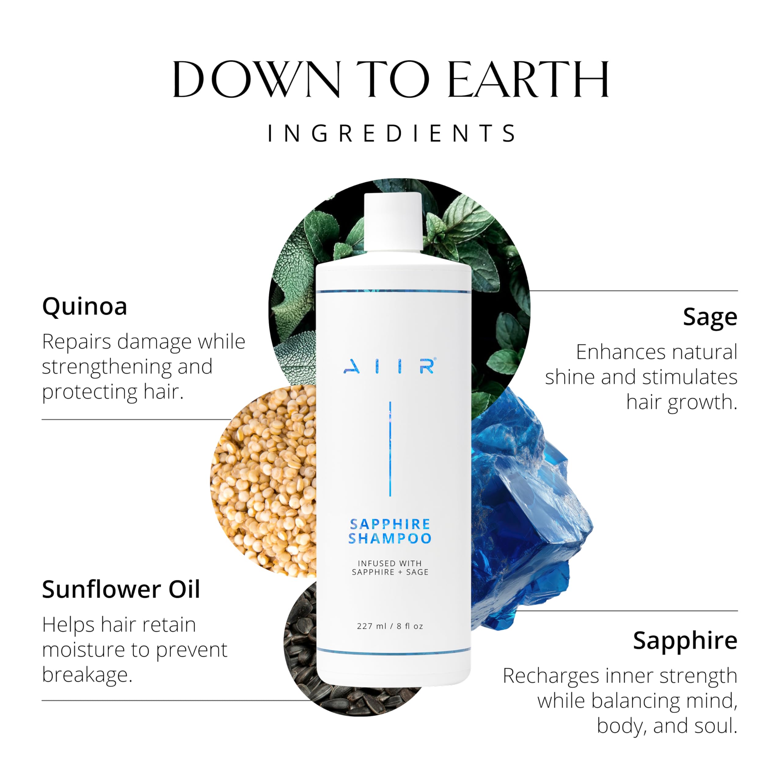AIIR Sapphire conditioner texture closeup showing nourishing vitamins and elasticity.