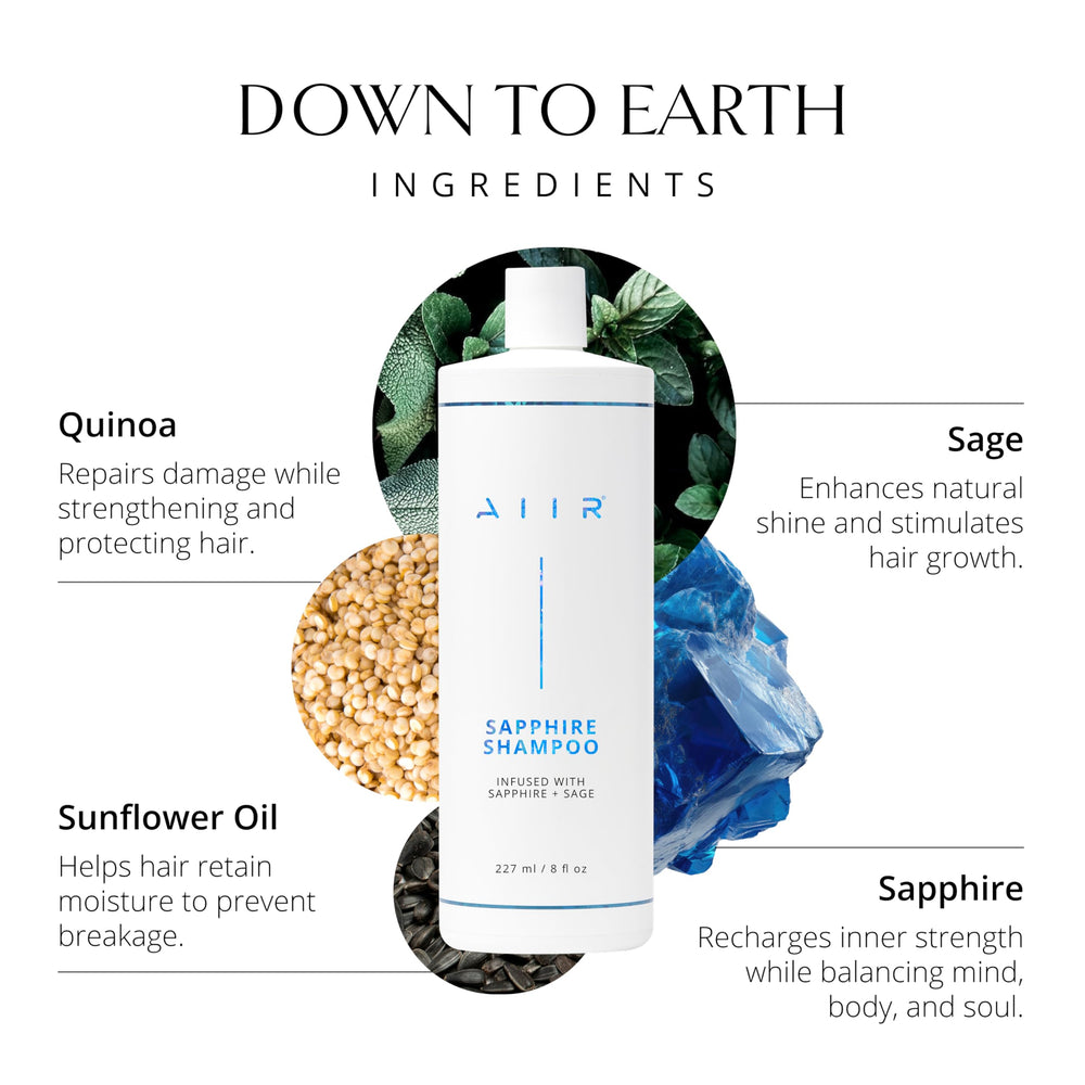 AIIR Sapphire conditioner texture closeup showing nourishing vitamins and elasticity.