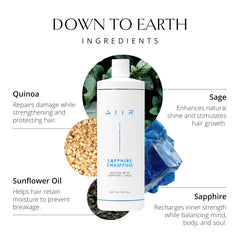 AIIR Sapphire conditioner texture closeup showing nourishing vitamins and elasticity.