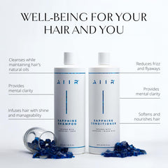 AIIR Sapphire shampoo texture closeup highlighting sulfate-free cleansing.
