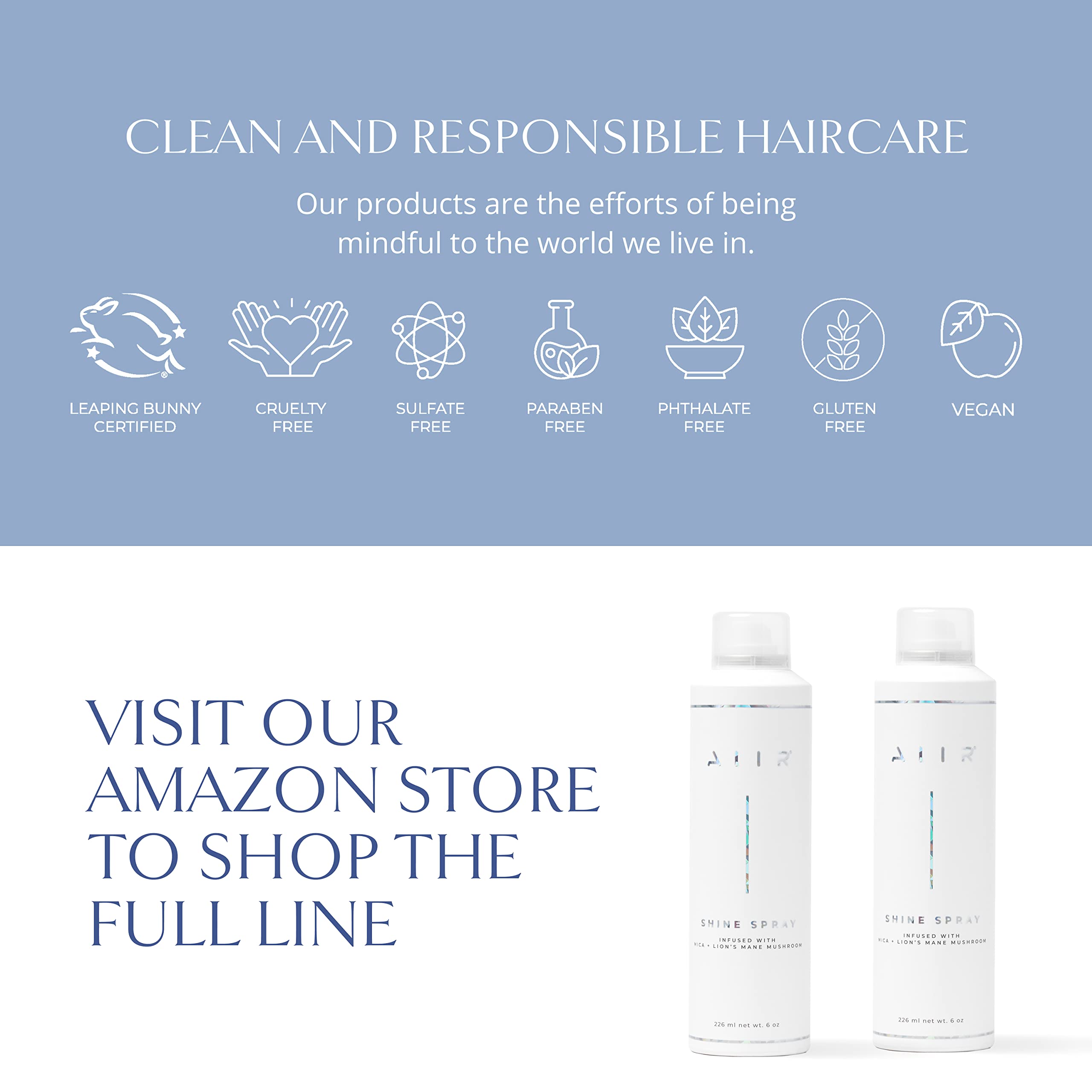 AIIR Shine Spray with Crystal Quartz infusion boosts mood and shine.