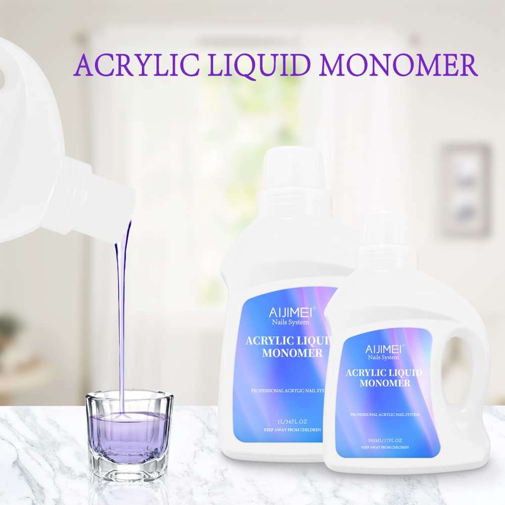 Primer-free finish with AIJIMEI acrylic monomer supports glossy nails.