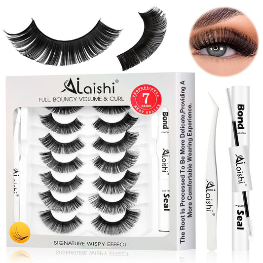 AILAISHI Fluffy Lashes Kit bundle shown with tools for easy application and wear