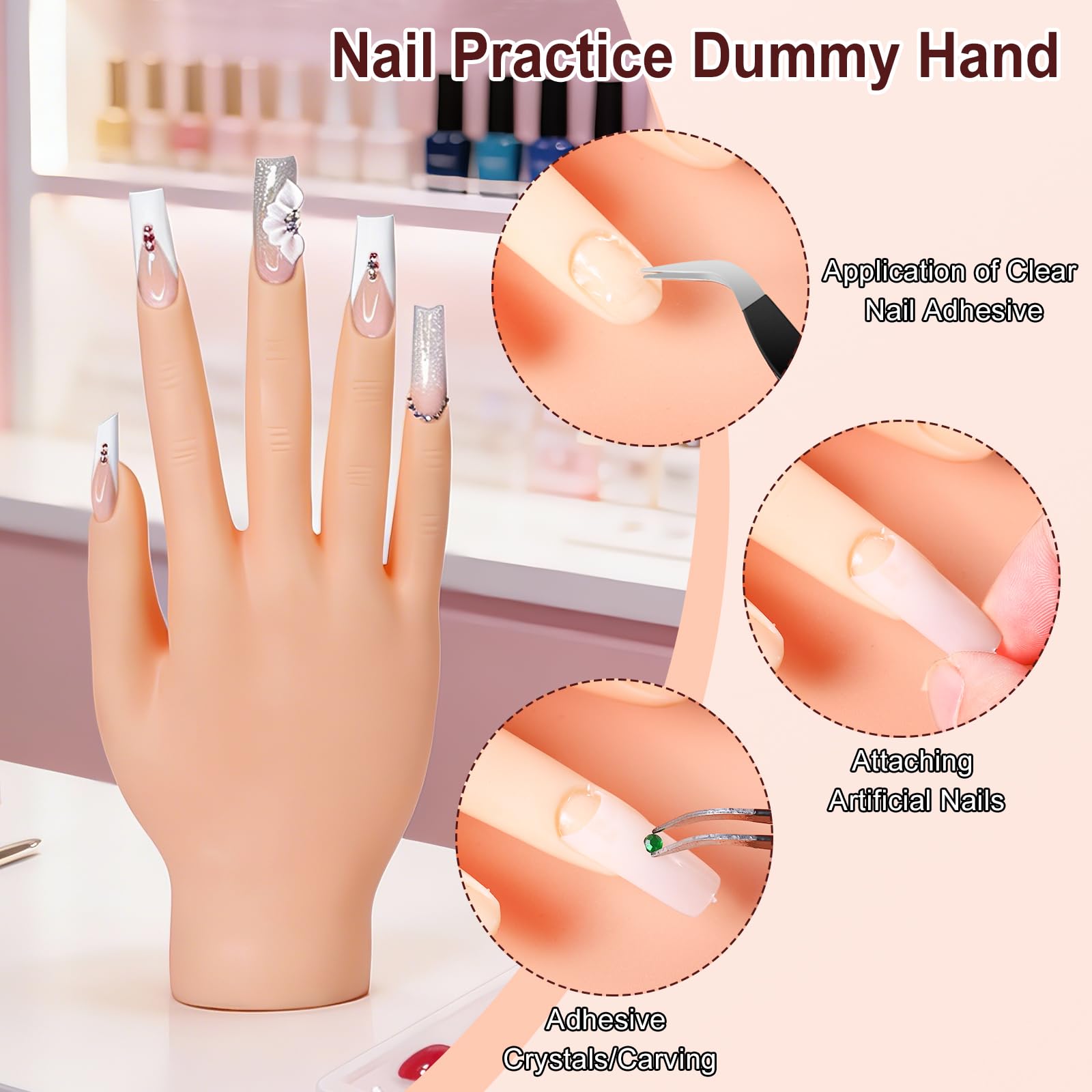 AILALUO practice hand for repeatable beginner nail practice sessions