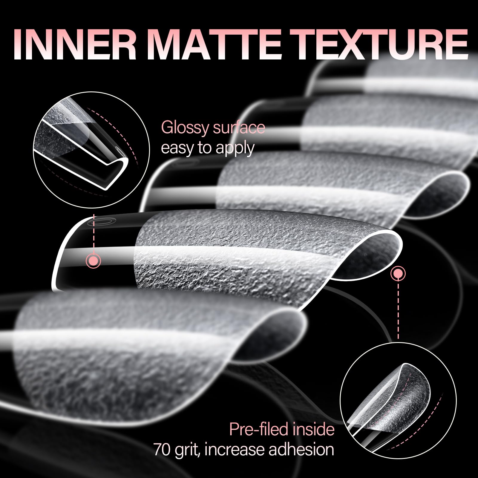 AILLSA coffin nail tips with snug curvature for a natural look