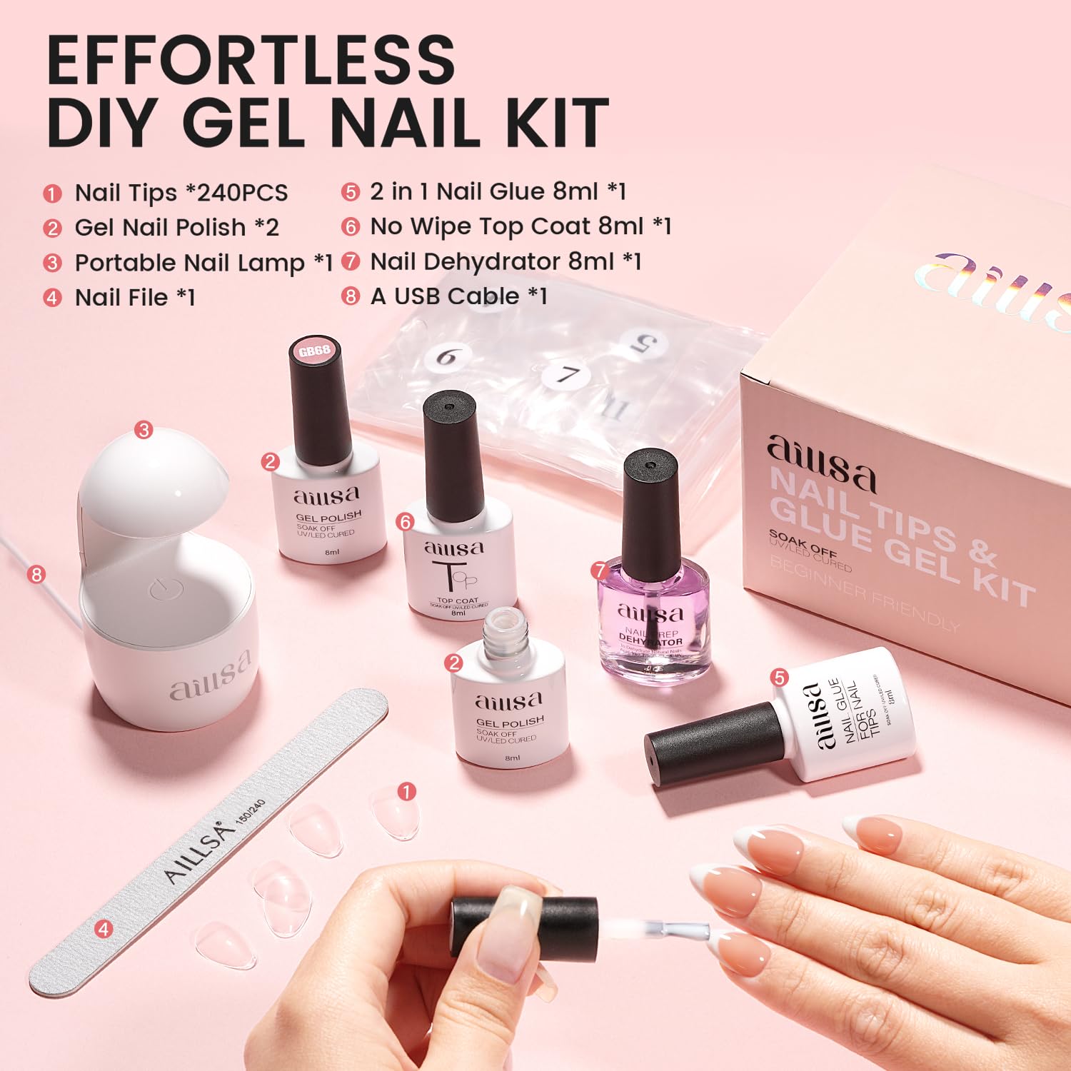 AILLSA light pink jelly gel polish adds subtle color and shine