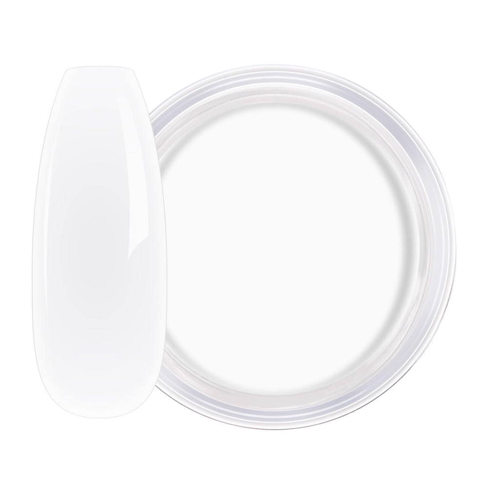 AILLSA Milky White Dip Powder closeup highlights delicate translucency and subtle shine on nails.