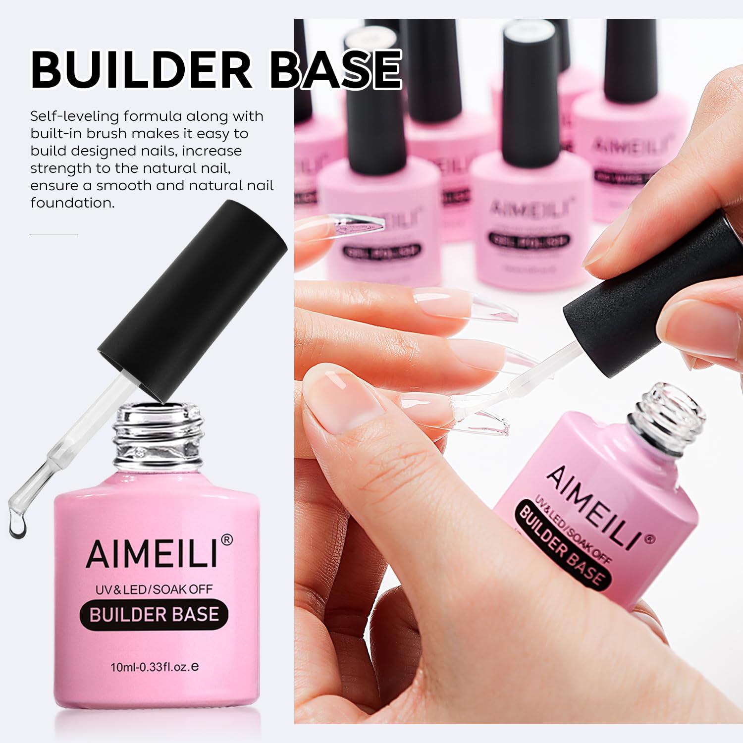 AIMEILI gel demonstrating 1-2 cm extension for controlled length