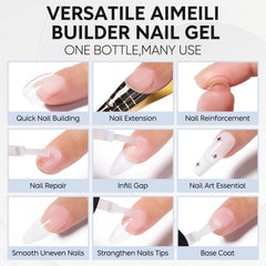 AIMEILI natural nails with sheer gel for a light enhancement