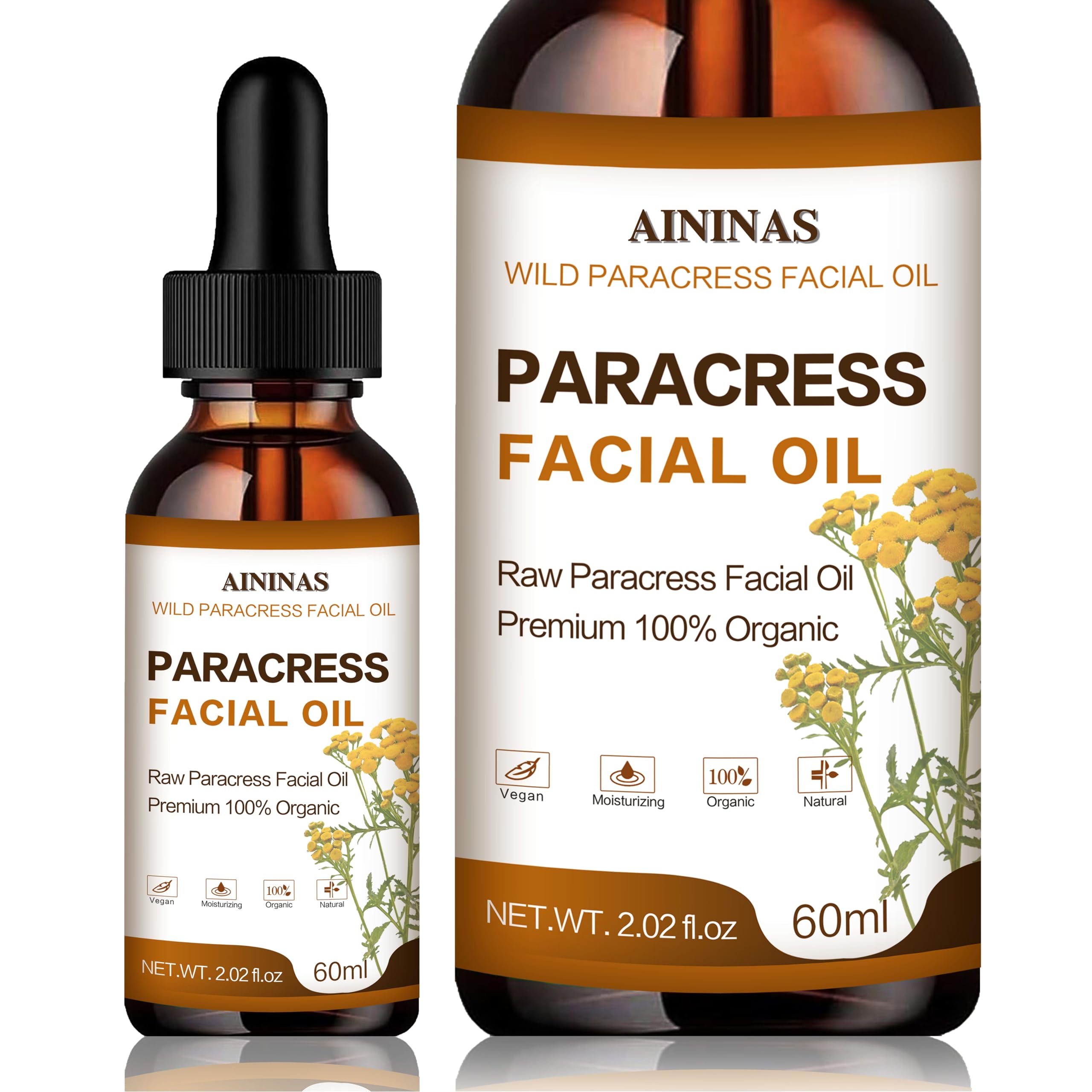AIninas Paracress Facial Oil bottle with organic anti-aging formula