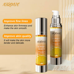 AIQDAIC Hydrating Serum on clean face hints radiant, smoother skin texture