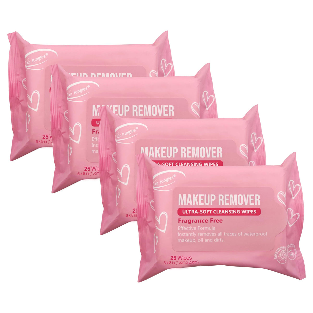 Air Jungles makeup remover wipes deliver a large 6x8 inch sheet for face and eyes.
