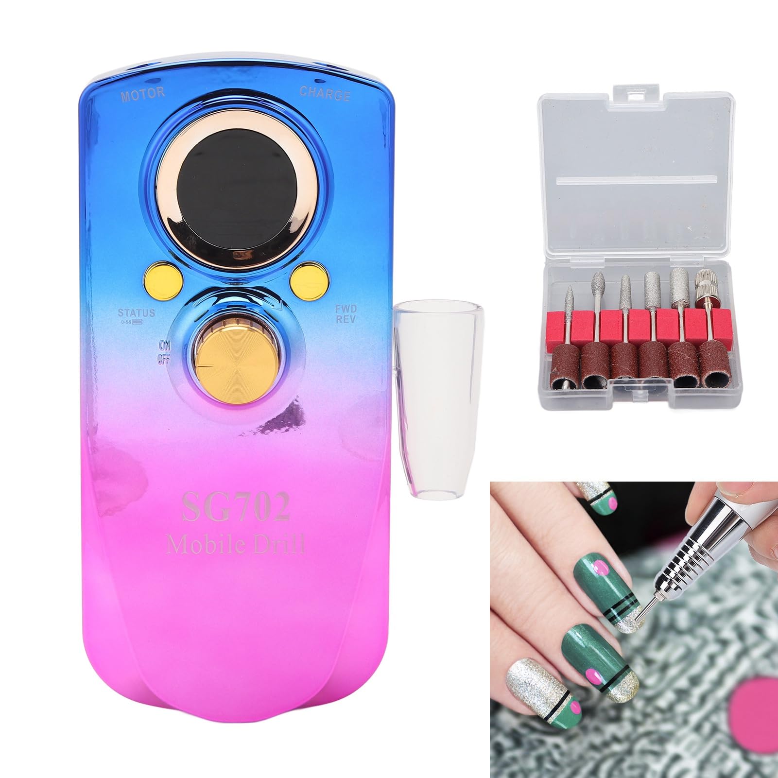 Airshi nail drill interchangeable heads for versatile shaping