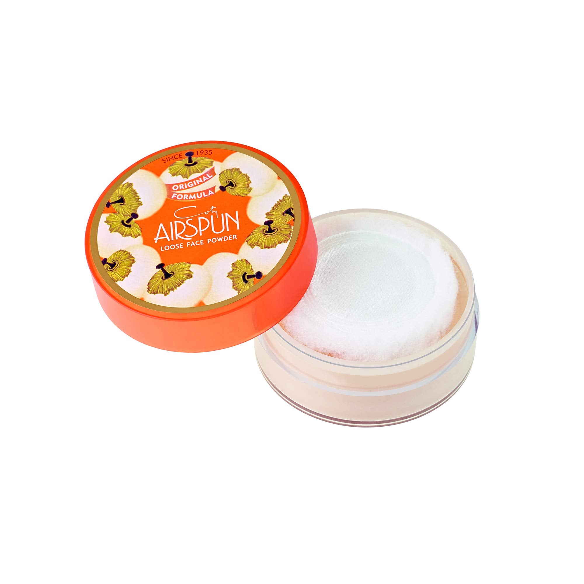 Airspun powder puff applicator showing easy application and setting power.