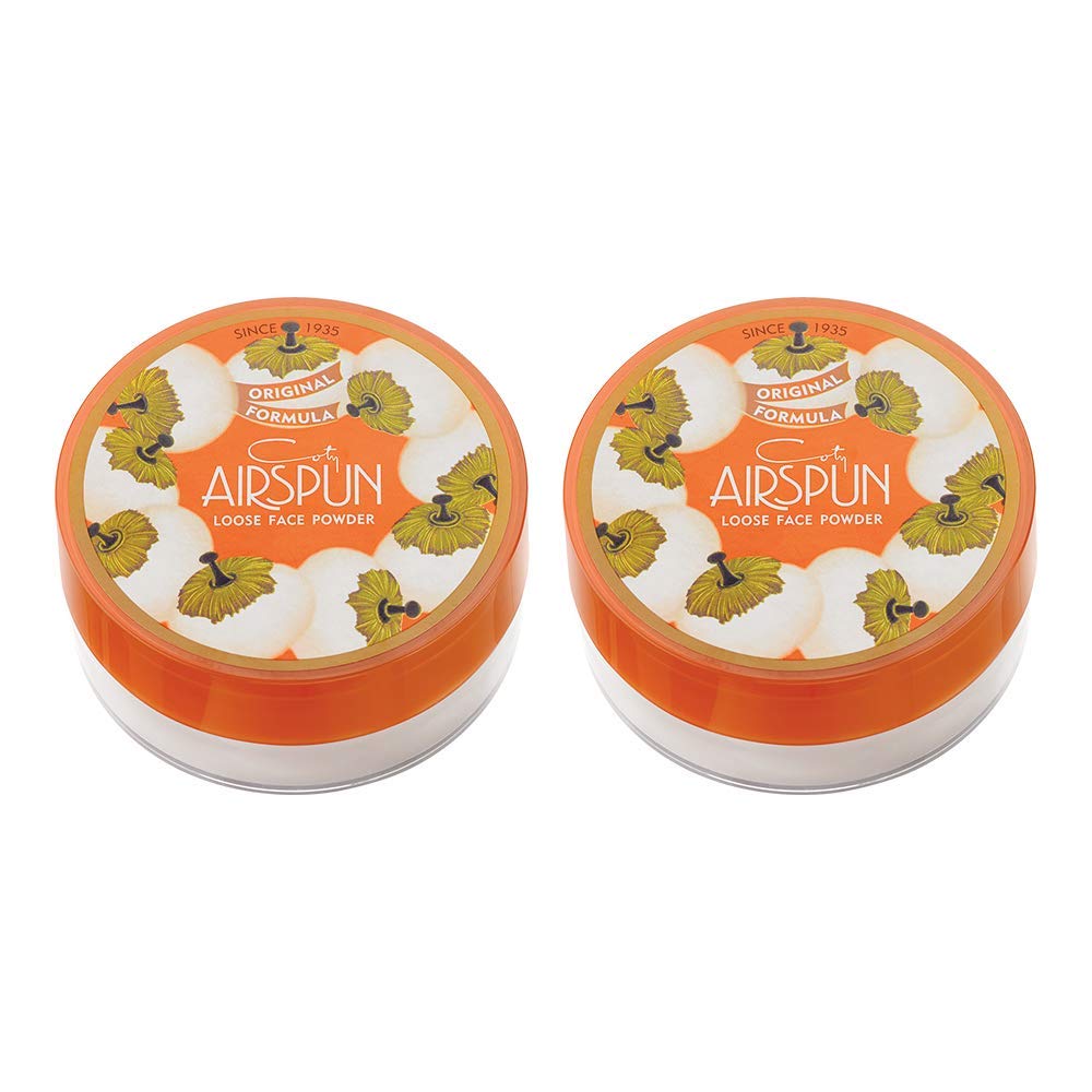 Airspun translucent loose powder canister for lightweight coverage and a smooth finish.