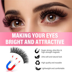 AiRunTech magnetic eyelashes close-up reveals a natural 3D look.
