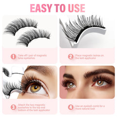 AiRunTech magnetic lashes easy-press application demonstrates quick glue-free attachment.