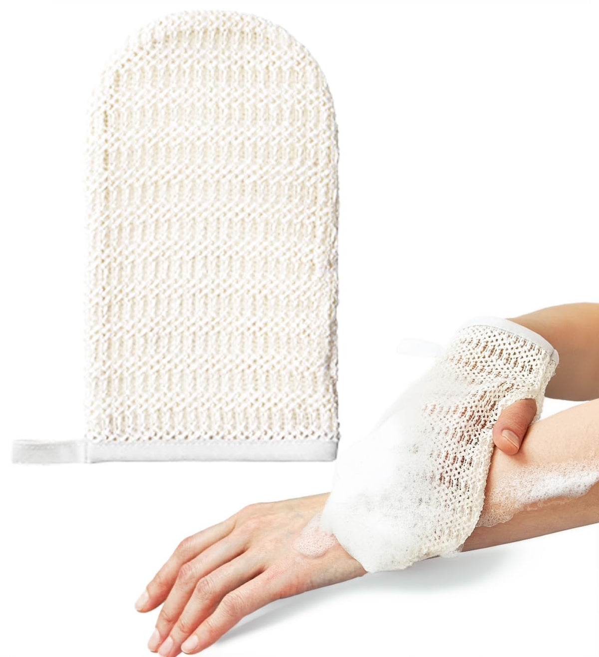 aisen sericin bath mitt closeup texture for gentle exfoliation