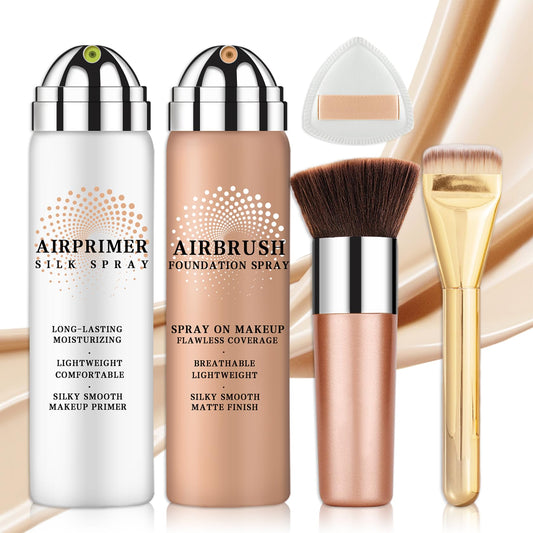 AIUEO airbrush foundation bottle pour for smooth, even coverage.