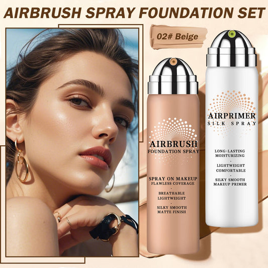 AIUEO Airbrush Foundation spray mist demonstrates even application and soft finish.