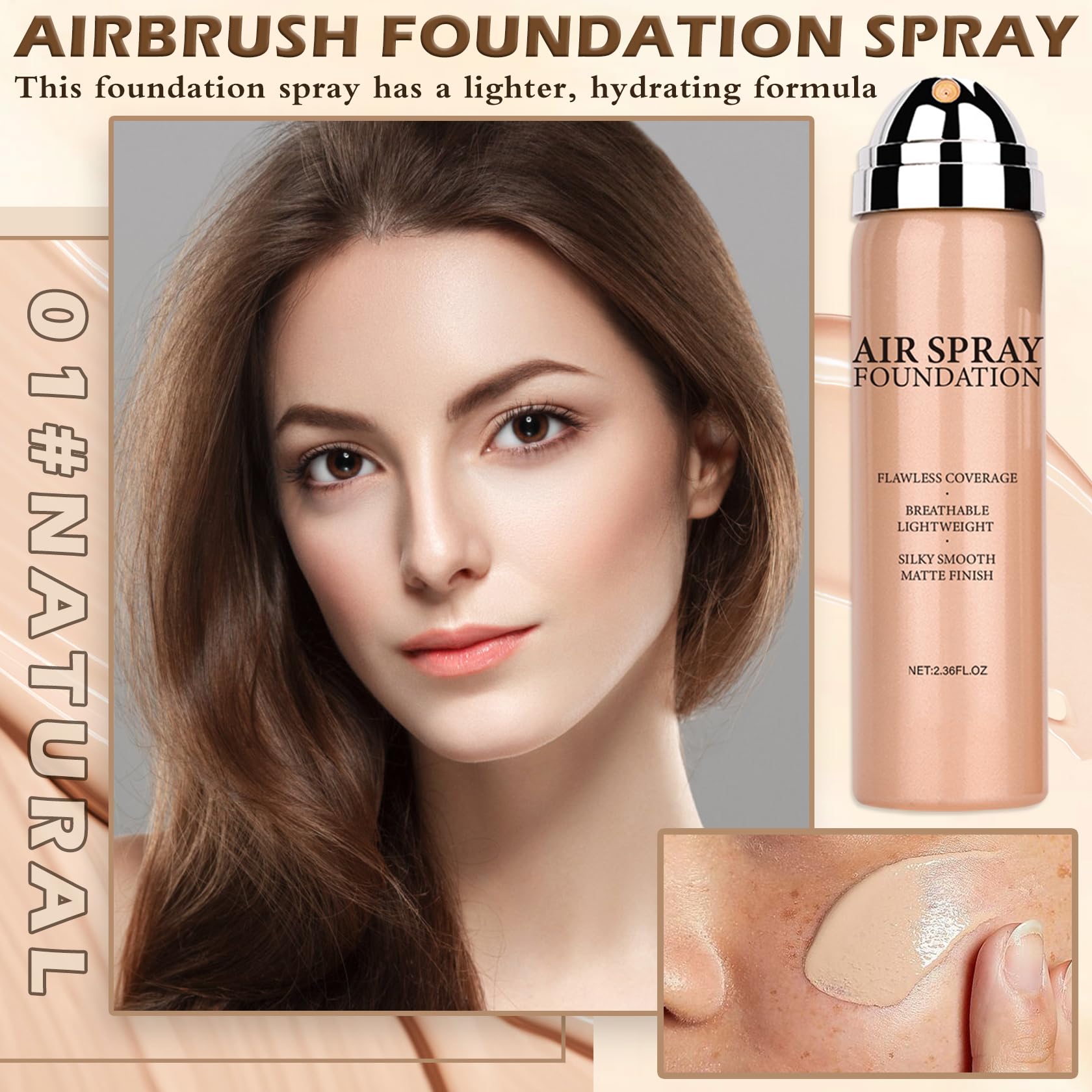 AIUEO Magic Minerals spray-mist foundation delivering even coverage on skin