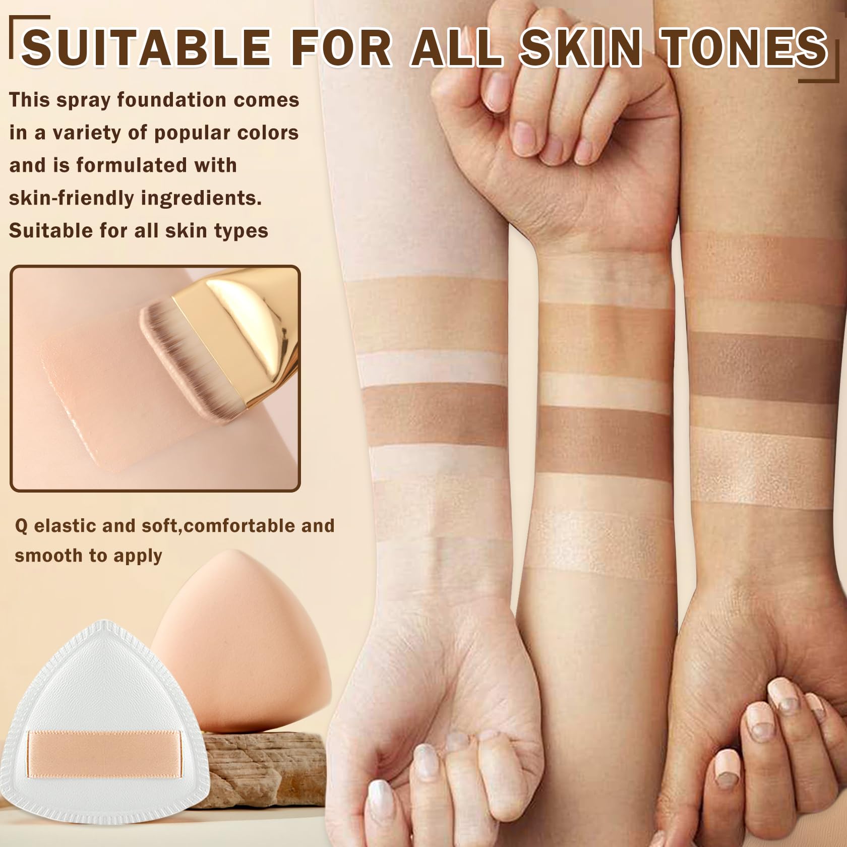 AIUEO makeup set with puff enables quick, on-the-go application.