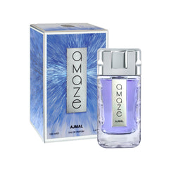 Ajmal Amaze bottle side angle highlighting durable packaging and premium craftsmanship.