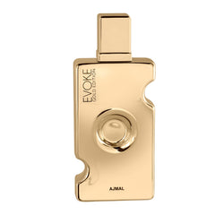 Ajmal Evoke Gold bottle front, refined floral woody musk fragrance for everyday wear.