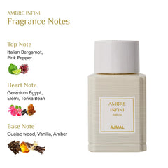 Ajmal Oud Marquis Ambre Infini packaging box, gift-ready luxury presentation.
