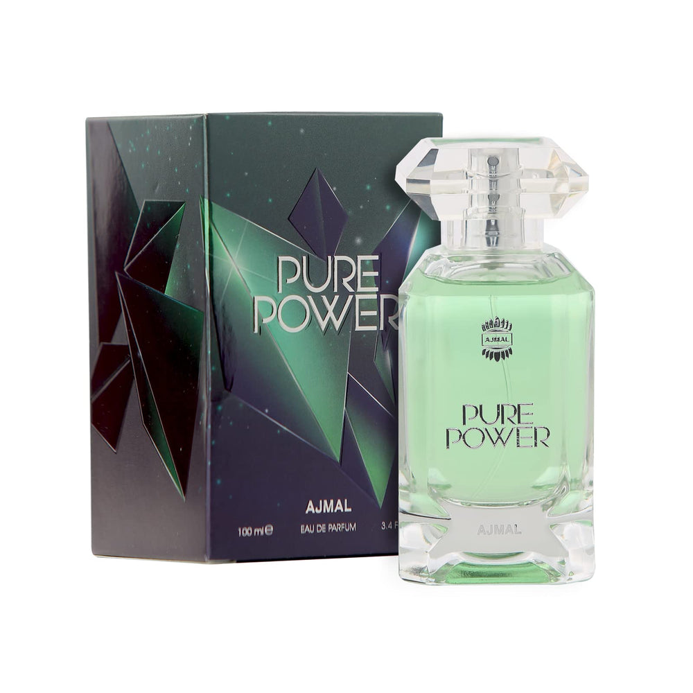 Ajmal Pure Power top notes featuring lavender and bergamot for a refined start.