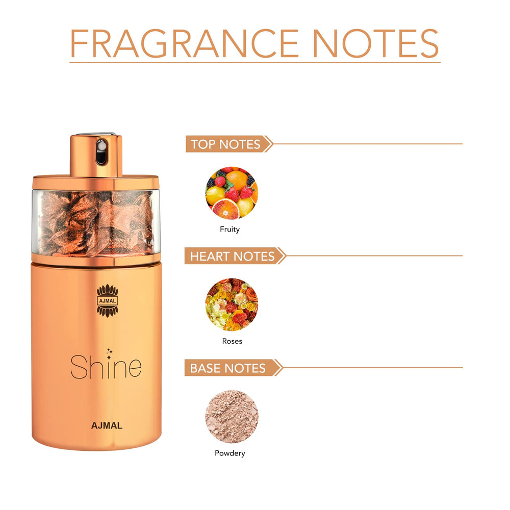 Ajmal Shine EDP featuring peony heart for elegant occasions