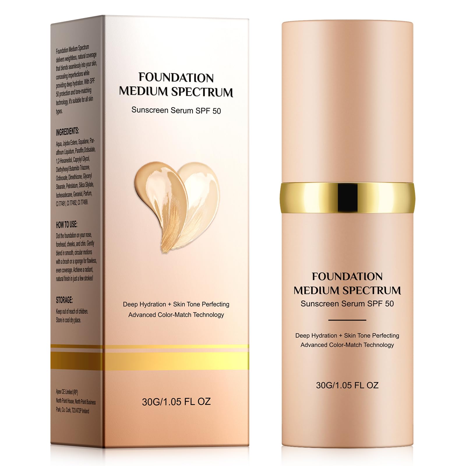 Akareni Color Changing Foundation swatch adapts to skin tone for a seamless finish.