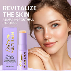 AKQBPN Calcium Volume Multi Balm applied to forehead lines for targeted moisture.