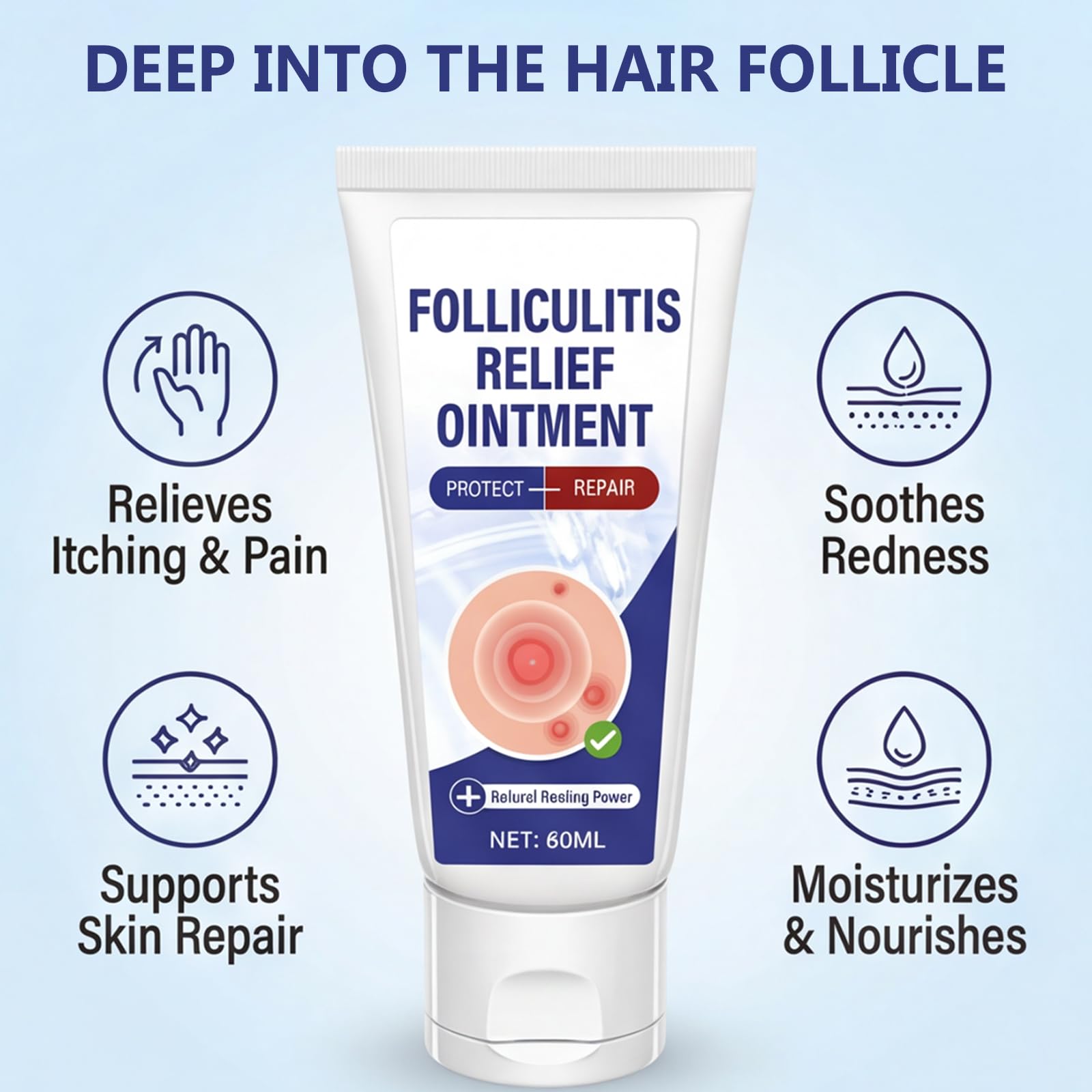 AKQBPN Folliculitis Cream features aloe vera for soothing hydration.